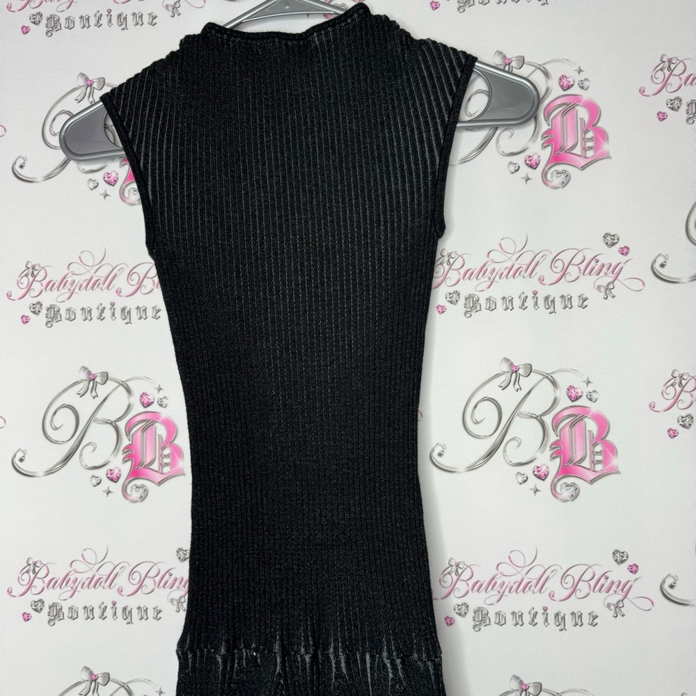 Victoria secret dress black grey stretchy ribbed tiered ruffle bottom *flaws* - Picture 5 of 13